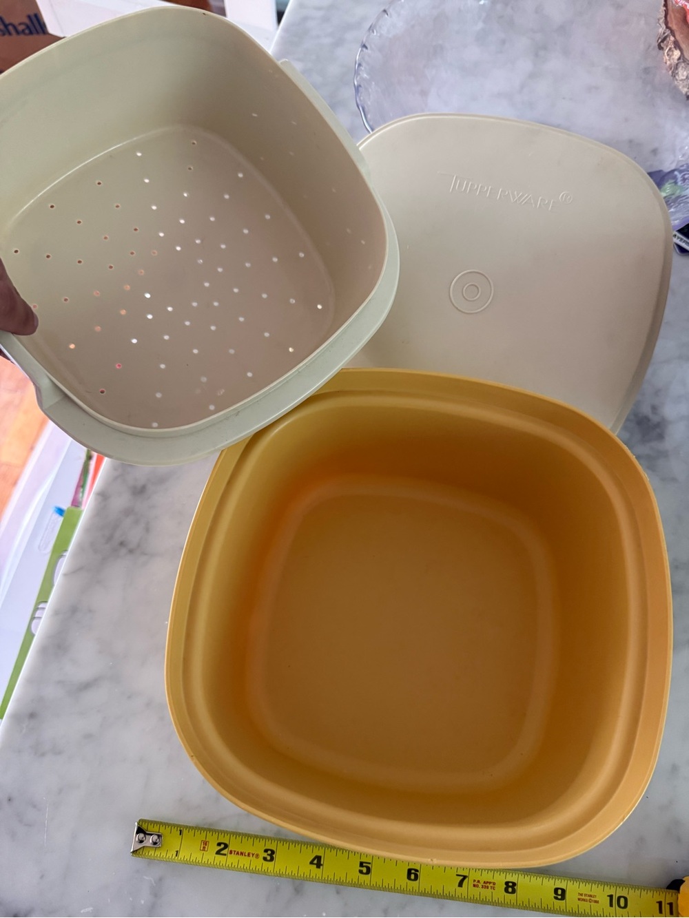 Vintage Tupperware Multi-Server 888 Vegetable Steamer Harvest Yellow 3pc Set